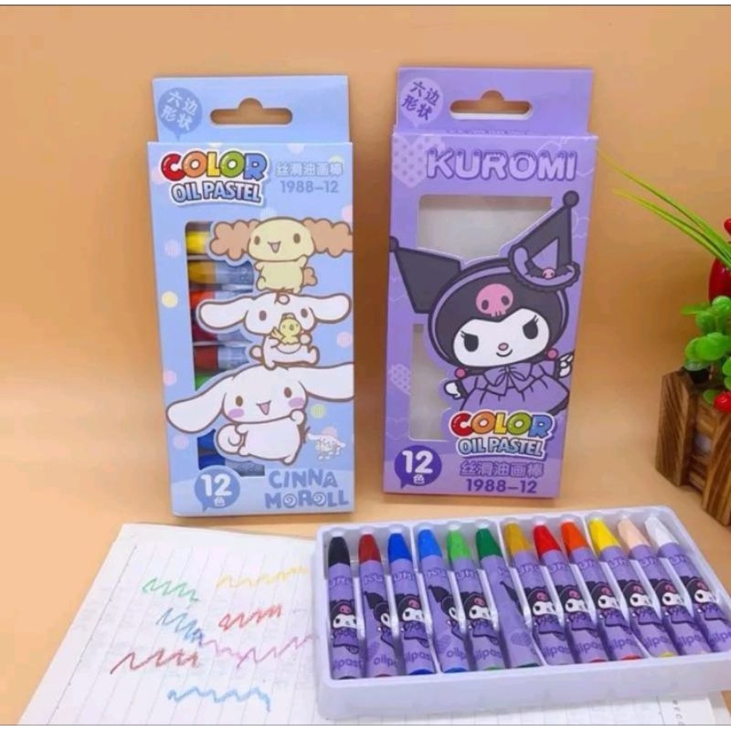 

Crayon oil pastel krayon warna isi 12 warna Sanrio Kuromi Cinnamoroll