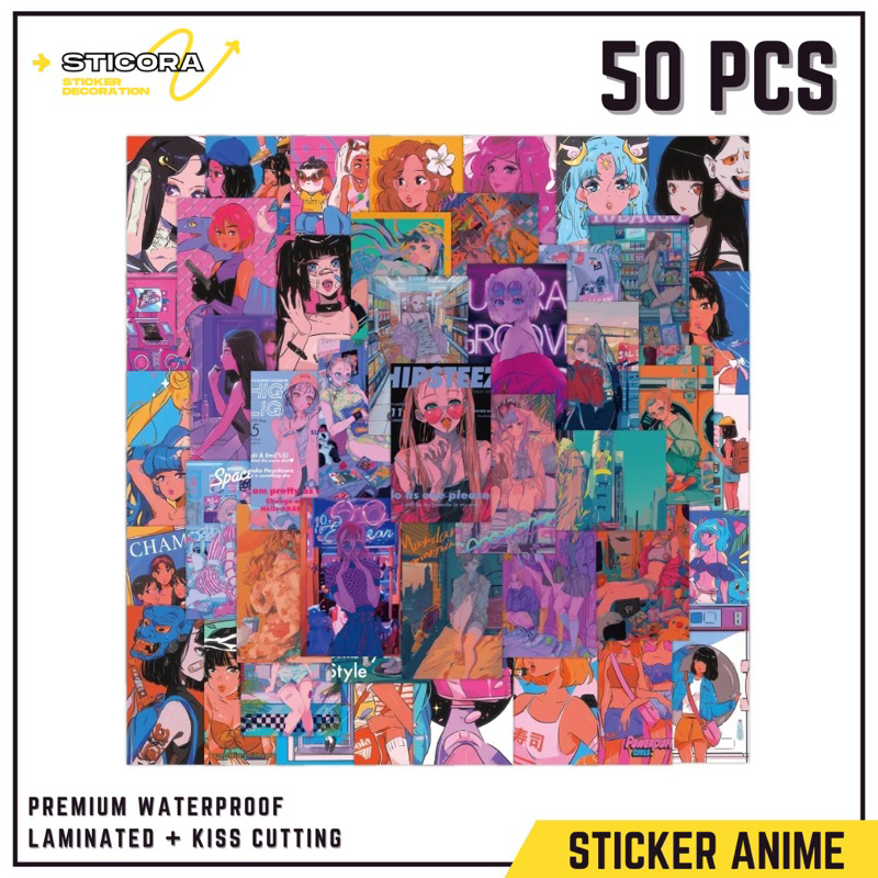 

[50 Pcs] Stiker Pack Japanese Anime Girl Aesthetic Vinyl Waterproof Laminated Dekorasi Laptop Handphone Thumblr