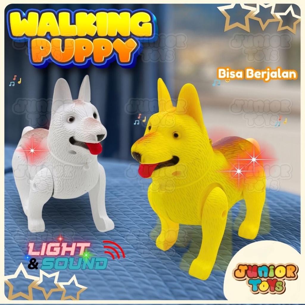 SERU Mainan Anak Anjing Anjingan Berjalan Bunyi Suara Lampu Puppy Walking Dog Toys