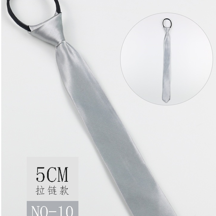 KIAMA - Dasi SILVER Saten slim 5cm Dasi Resleting Polos