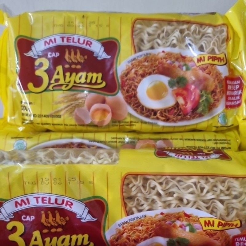 

Mi Telur Cap 3 ayam 200 gr/mie Telor cap 3 ayam