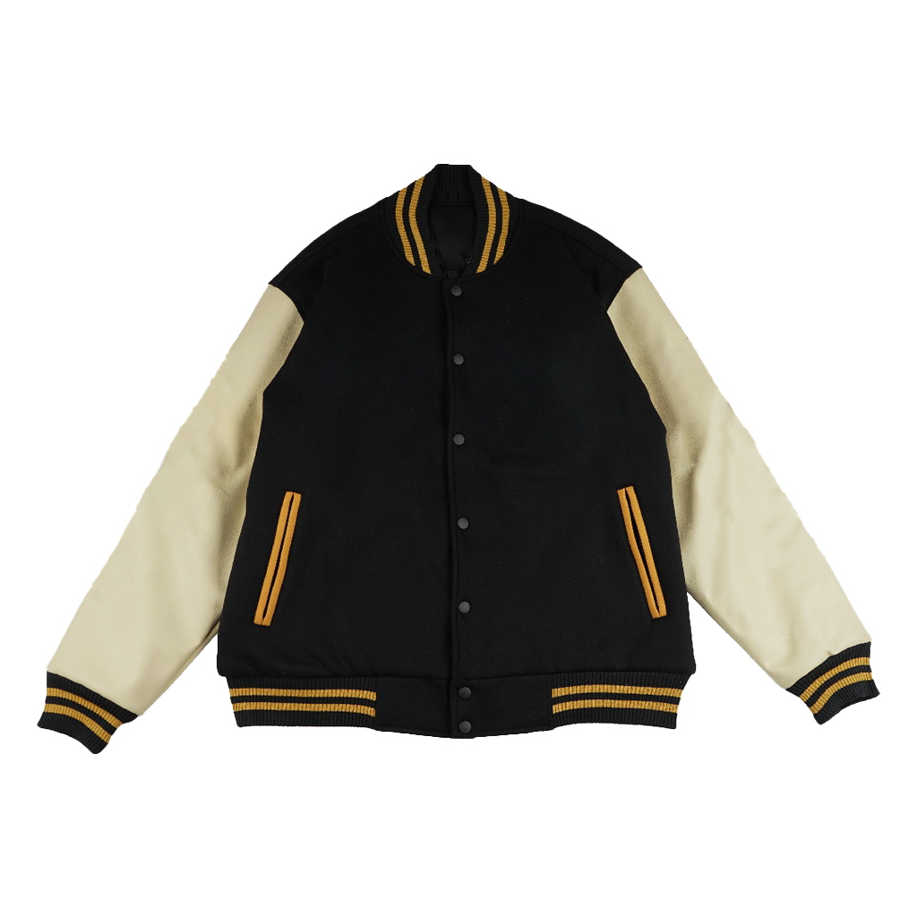 JAKET VARSITY HITAM CREAM BIG SIZE CATTON FLEACE JAKET VARSITY TERBARU