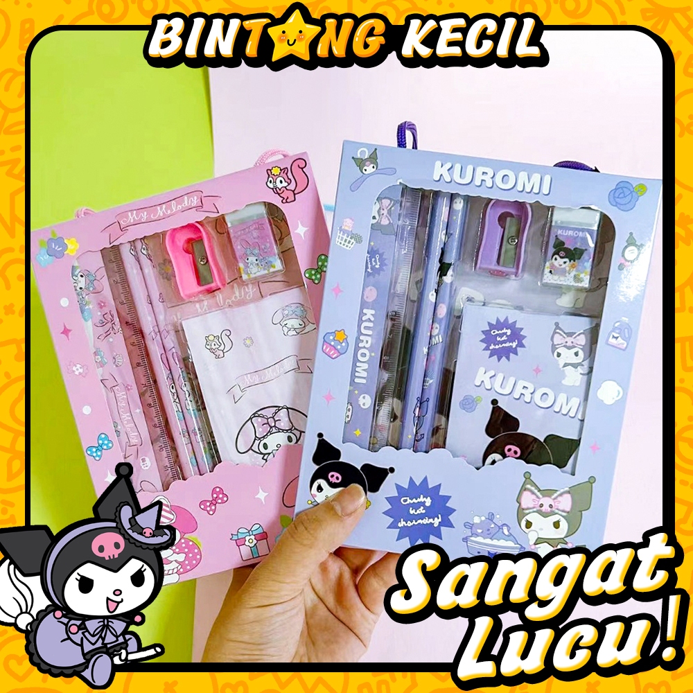 

Alat Tulis Set 6 in 1 Pensil Set Set Motif Sanrio Alat Tulis Lengkap Anak Sanrio Kuromi Chinamooroll Melody Alat Tulis Lucu