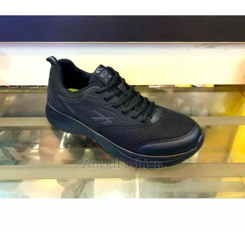 SPOTEC LYONS Original sepatu sneakers pria hitam polos