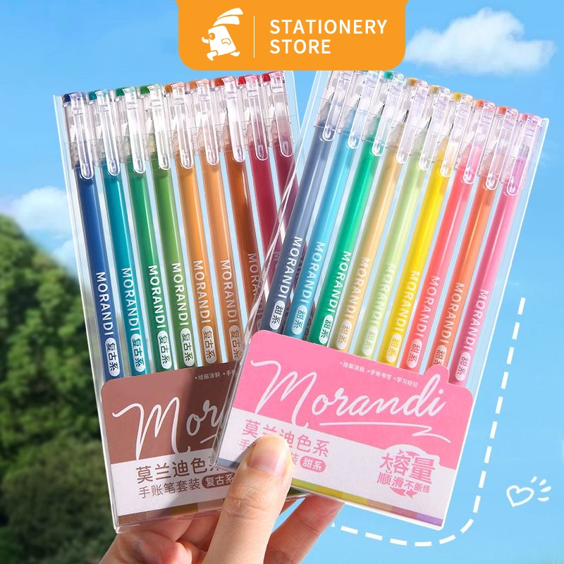 

9 PCS Gel pen set colors/ Colorful pulpen warna cute morandi-Rabbit Stationery