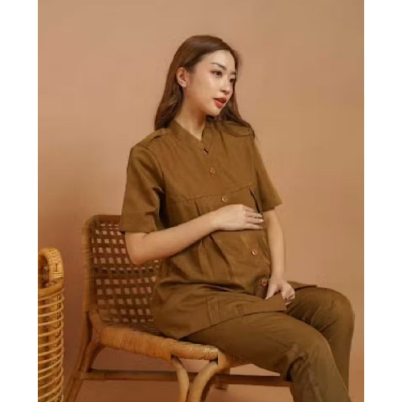 JUAL Baju Pemda Hamil Lengan Pendek / Seragam Pemda Hamil Lengan Pendek / Baju Dinas PDH PNS Hamil