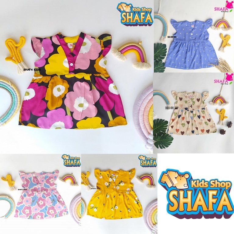 DRESS ANAK BAYI PEREMPUAN USIA 0 BULAN - 3 BULAN NEWBORN / BAHAN RAYON VISCOSE / BAJU PAKAIAN ANAK B