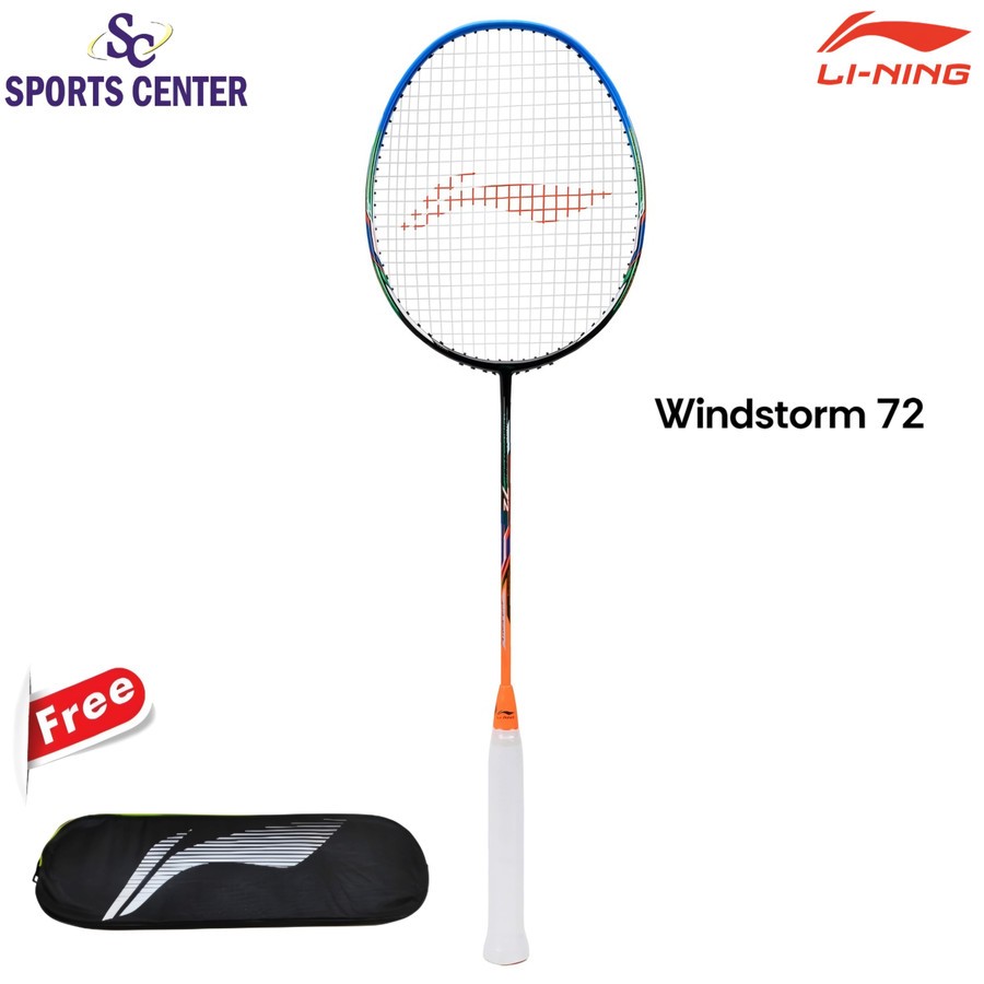 New Color Raket Badminton Lining Windstorm 72 Blk / Blue / Orange