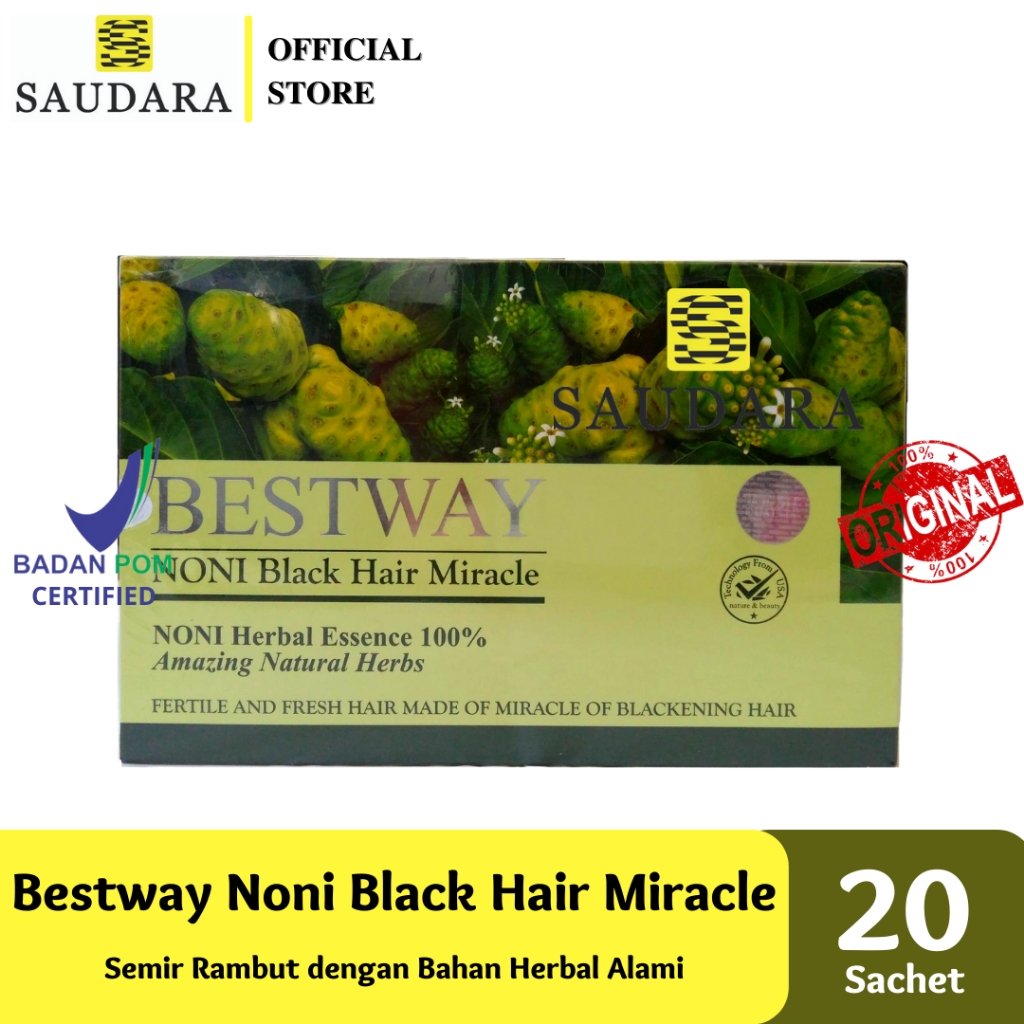 Bestway Noni Hair Dye Black Hair Magic 20'S - Shampoo, Semir Rambut, Cat Rambut, Pewarna Rambut