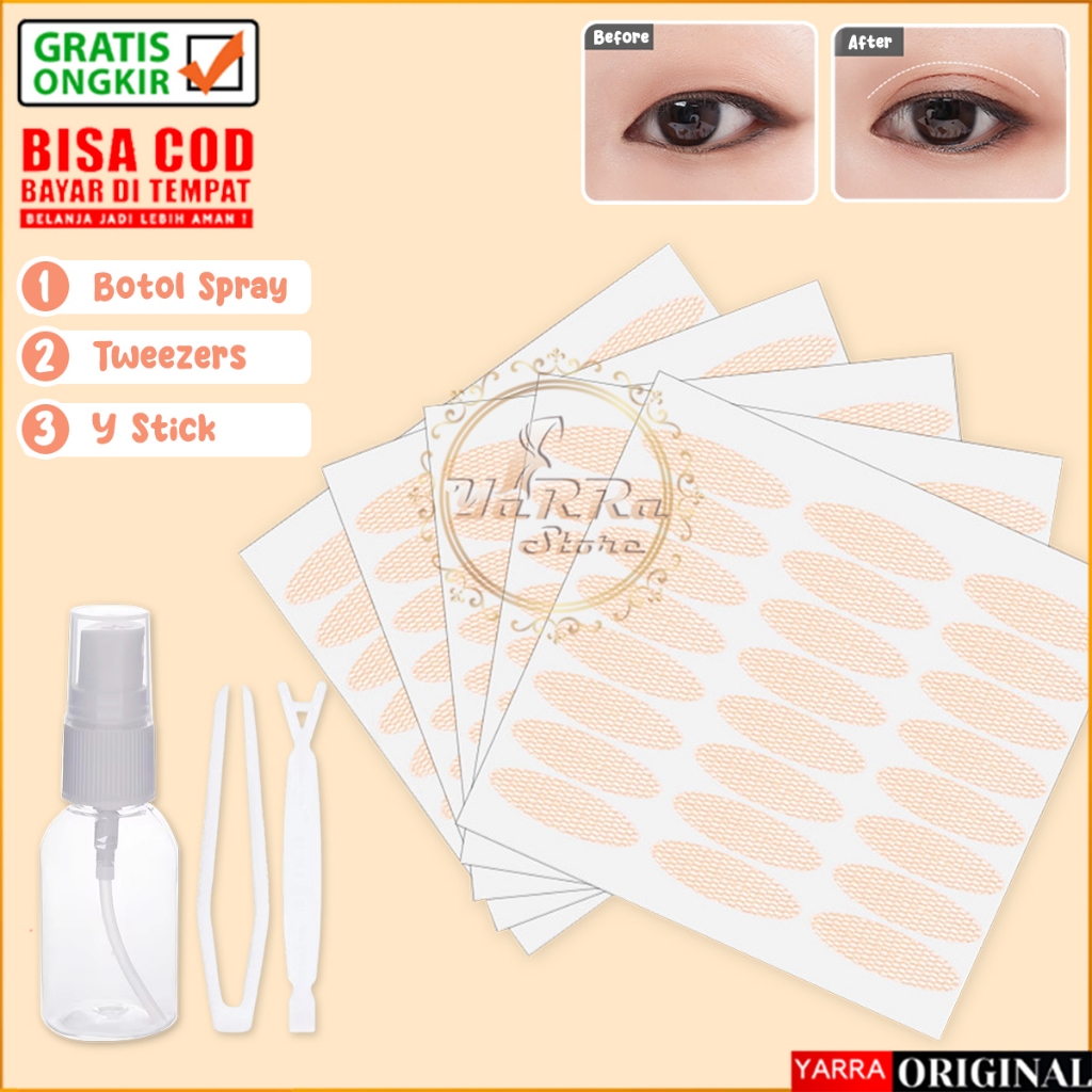 Skot Mata Eyelid Veil Tape Jaring Stiker Transparan Bening Tahan Air Selotip Lipatan Kelopak Mata