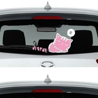 Cutting Sticker Kaca Mobil Kucing Tidur Stiker Mobil Lucu