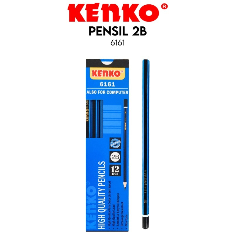 

Pensil 2B Kenko 6161 Pencil Biru Strip Hitam Kayu Murah Bagus