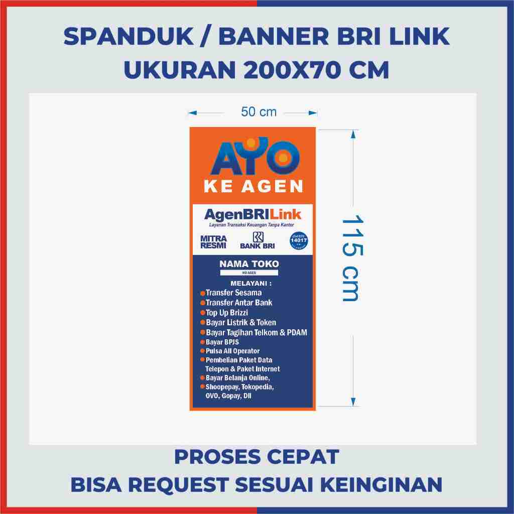 Spanduk dan Banner Mini ATM, BRILink bisa request tulisan