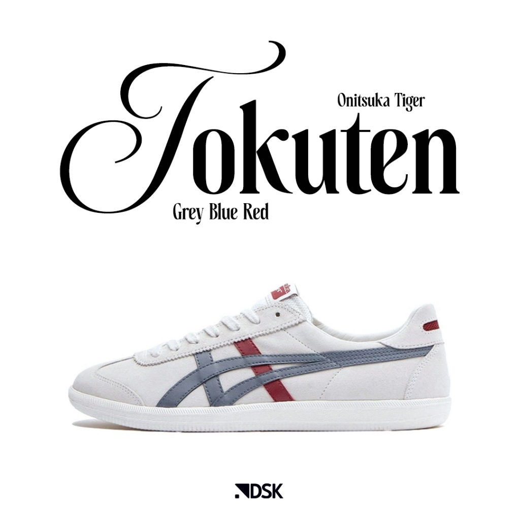 Onitsuka Tiger Tokuten Grey Blue Red 100% Original Sneakers Casual Pria Wanita Sepatu Ori Murah Sepa