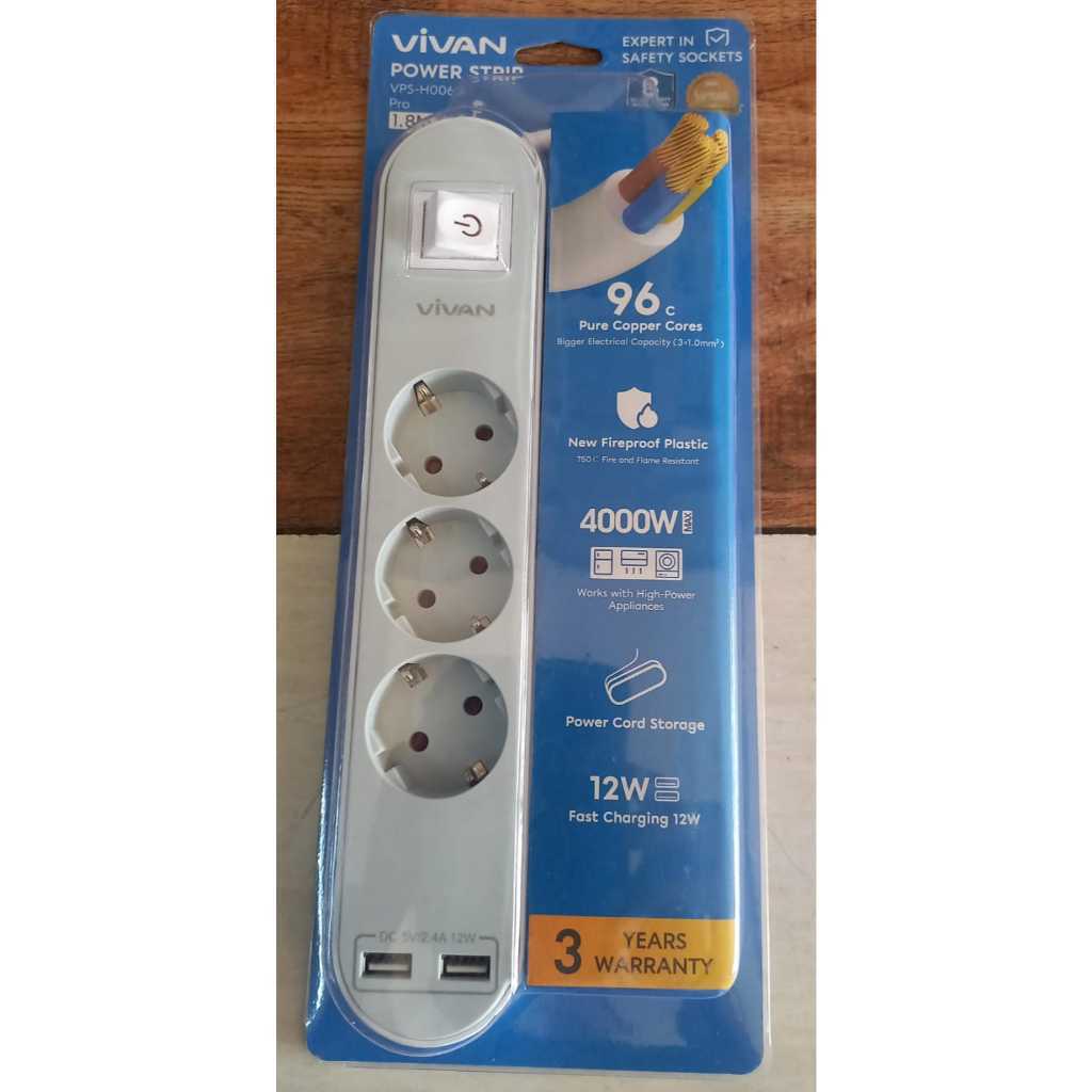 COK SAMBUNG 3 LUBANG MERK VIVAN + USB CAHRGER HP