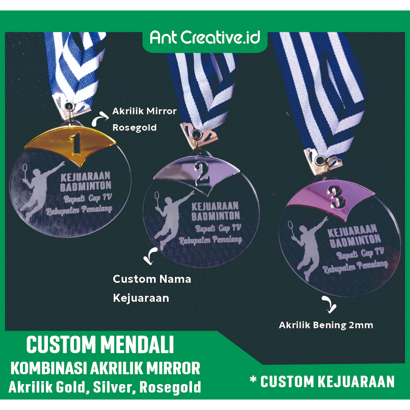 MENDALI KEJUARAAN CUSTOM / MENDALI AKRILIK / MENDALI CUSTOM