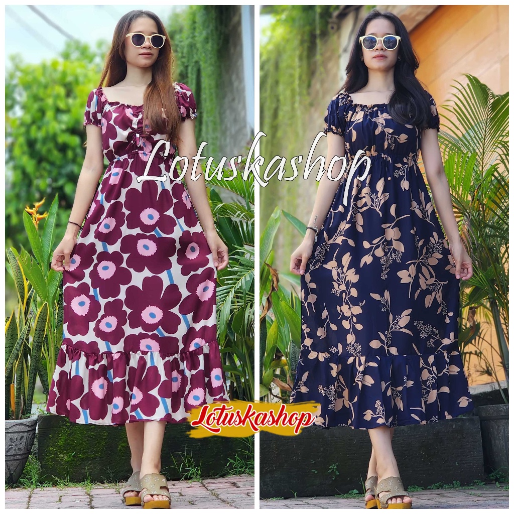 Daster wanita bahan rayon lembut motif bali, model panjang allsize fit to XXL, tersedia tali serut d