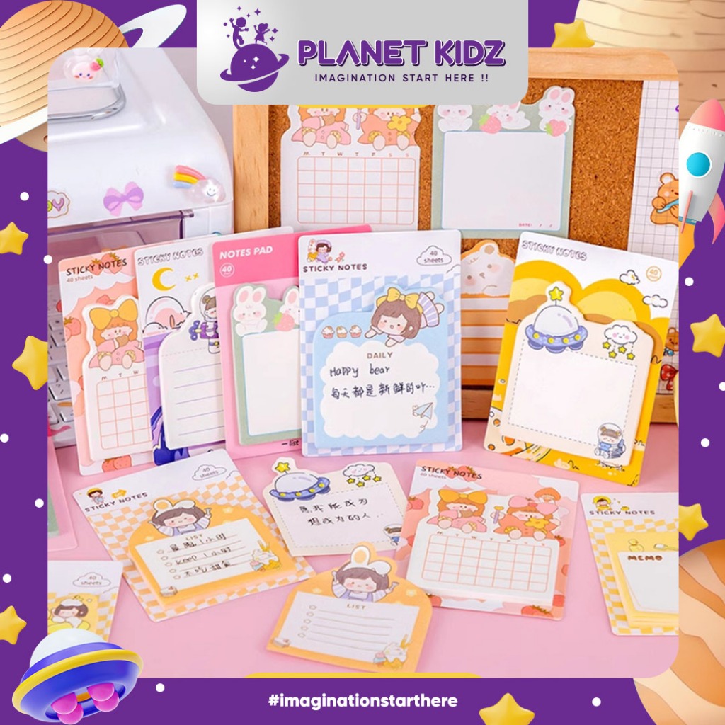 

PLANETKIDZ ATK21 Sticky Notes Memo Catatan Tempel Gambar Bentuk Karakter Kartun Animal Cartoon Lucu Anak 30 Lembar