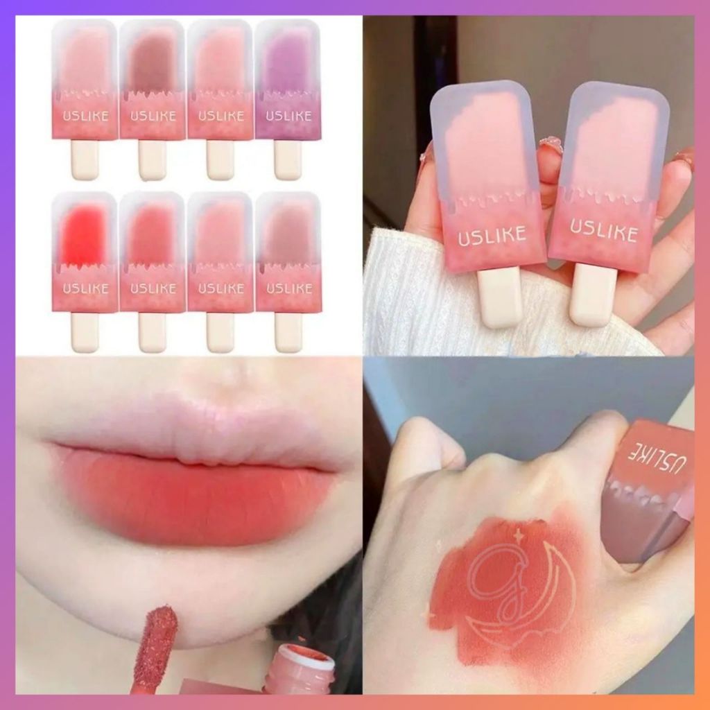 USLIKE Lipstik Es Krim Matte Lipstik Ice Cream Moisturizing Waterproo Long Lasting Lip Glaze XX168