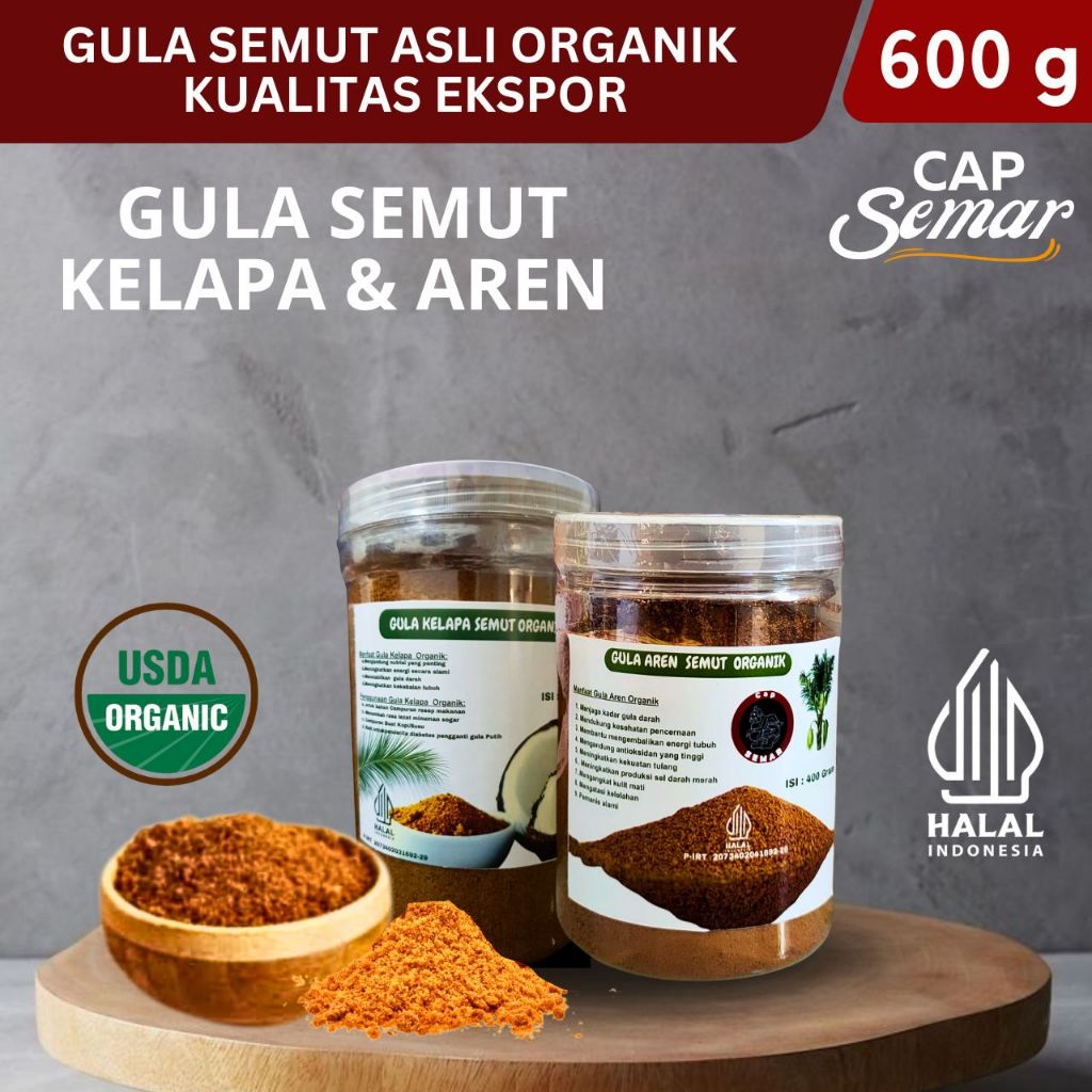 

Gula Semut Aren & Kelapa ORGANIK | Palm Sugar & Coconut Sugar Premium Quality | Kemasan TOPLES 600g