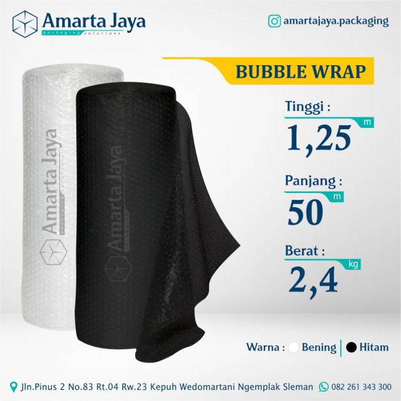 

Bubble Wrap Bening & Hitam Ukuran 1,25m X 50m