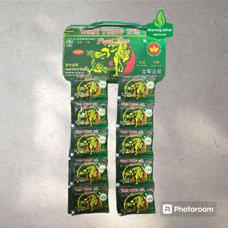 Wantong hijau rencheng kapsul isi 20 sachet untuk asam urat dan pegal linu