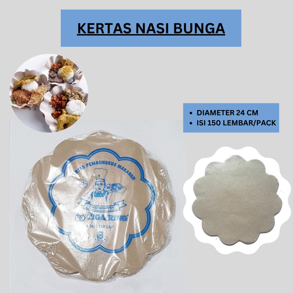 PROMO BESAR Kertas nasi Bunga  Kertas Bulat  Kertas Piring  tatakan nasi