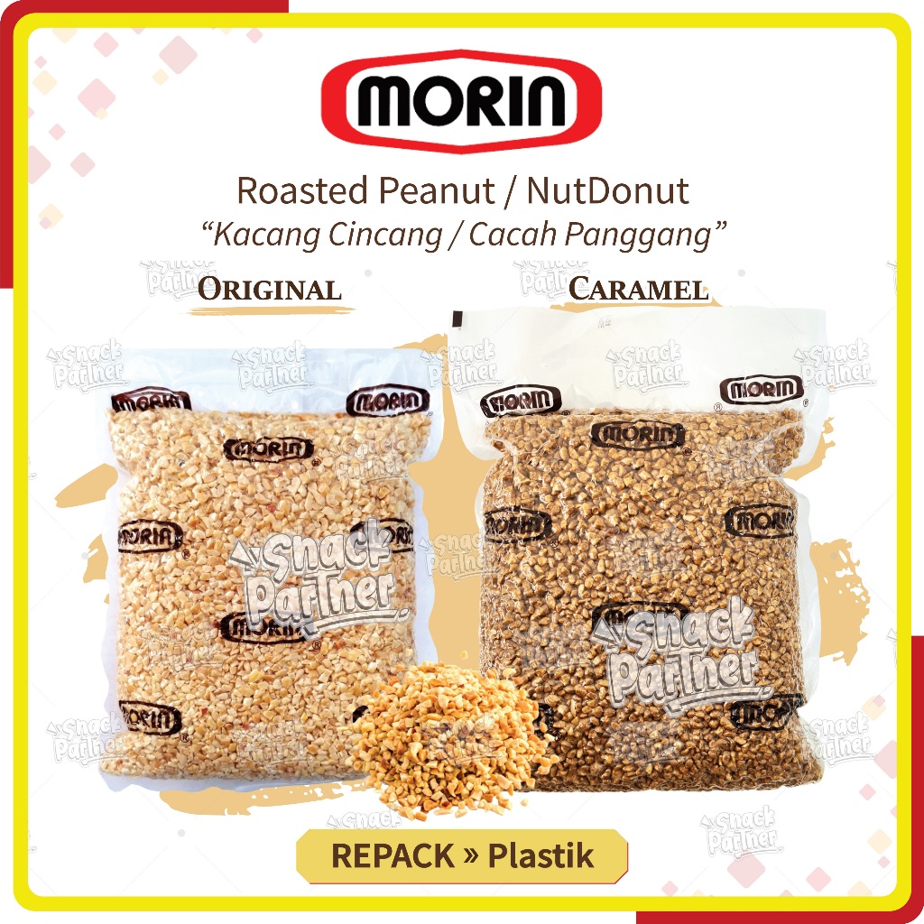 

MORIN | NUT DONUT Repack 100 / 250 GR - Diced Roast Peanut / Kacang Tanah Cincang / Cacah Matang Original Coated Caramel - Topping Kue Roti Cake Minuman Makanan Donat Nougat