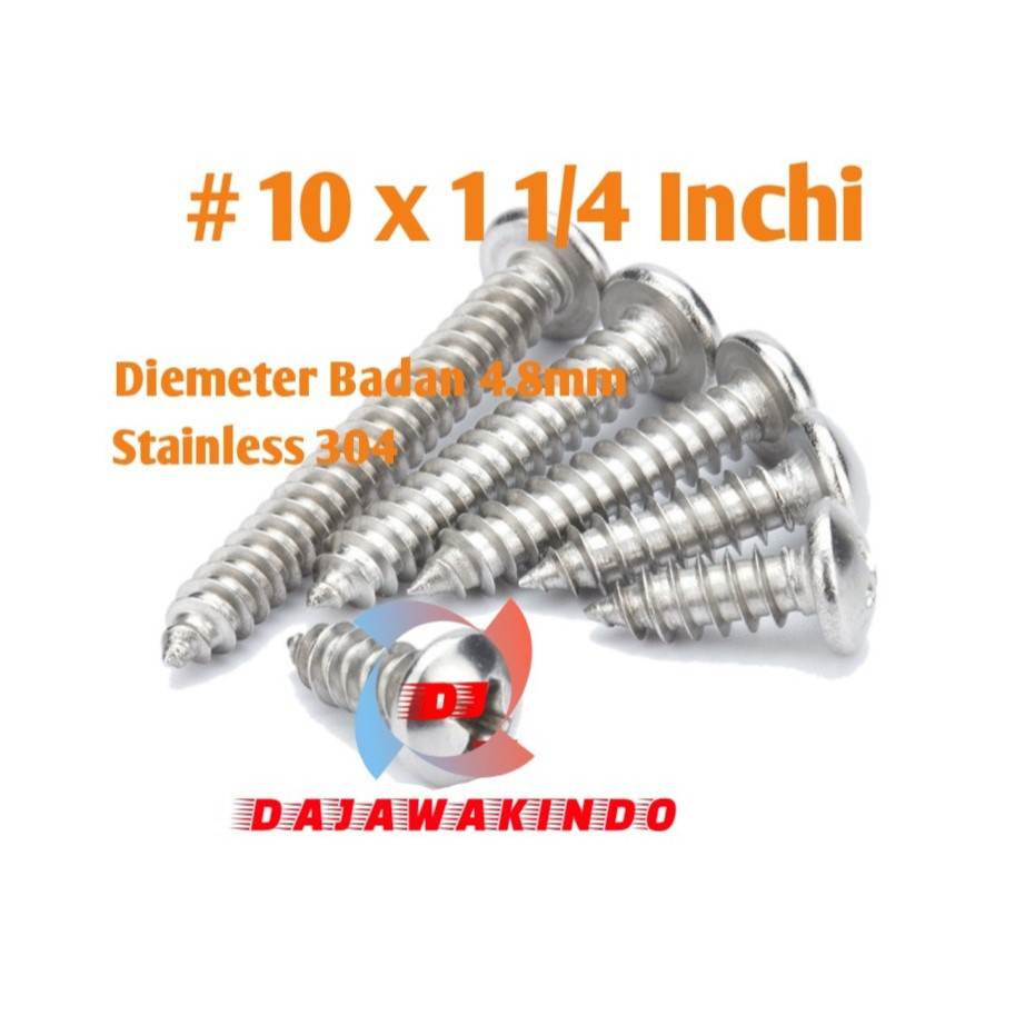 Sekrup Tapping Stainless 10 x 1 1/4 / Tapping FH Stainless 304