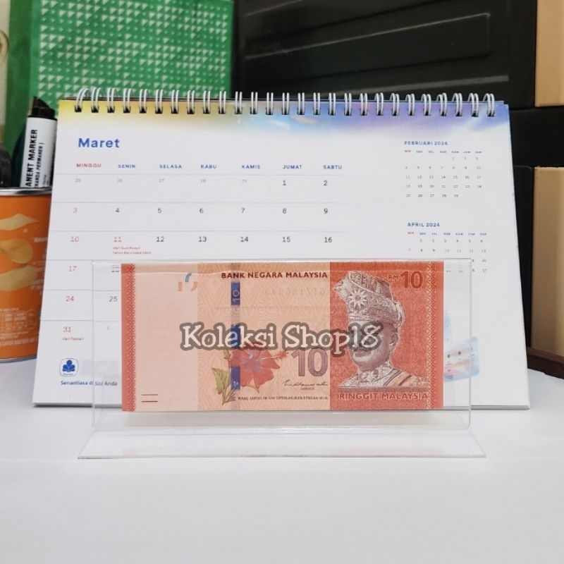 Koleksi Bingkai Akrilik Hiasan Pajangan Uang Malaysia 10 Ringgit