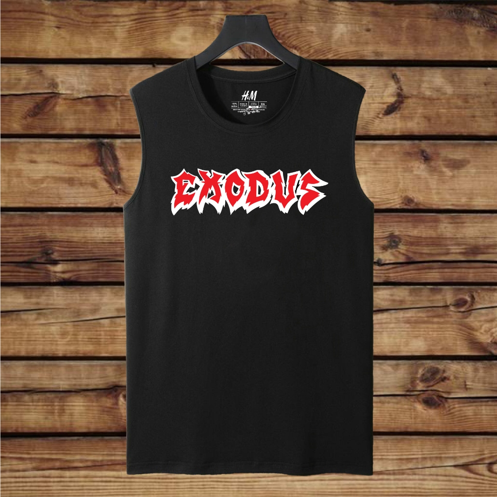 kaos distro SLEEVELESS rock n roll tanpa lengan EXODUS kaos lekbong distro musisi band rock metal