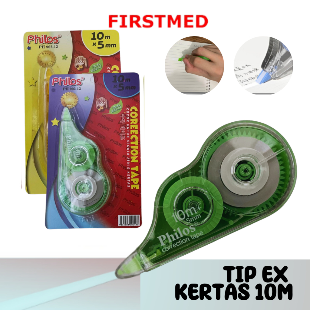 

TIP EX KERTAS ROLL | Correction Tape 10 METER | STIPO KERTAS | Pita Koreksi PHILOS 5mmx10m | TIP X