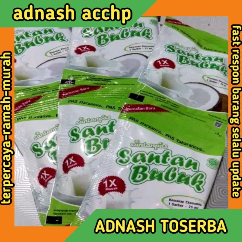 

Santan bubuk 13 gr santanpas ( 1 renteng = 10 sachet ) santan pas 1renteng isi 10