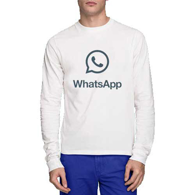 Kaos WhatsApp Tshirt Bahan 100% Cotton White | Tangan Pendek & Tangan Panjang | Shortsleeve & Longsl