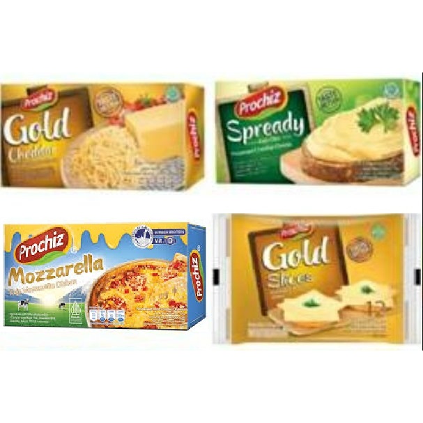 

Keju Prochiz Gold Cheddar | Prochiz Spready | Prochiz Gold Slice isi 12 slice | Prochiz Mozzarella 160gr