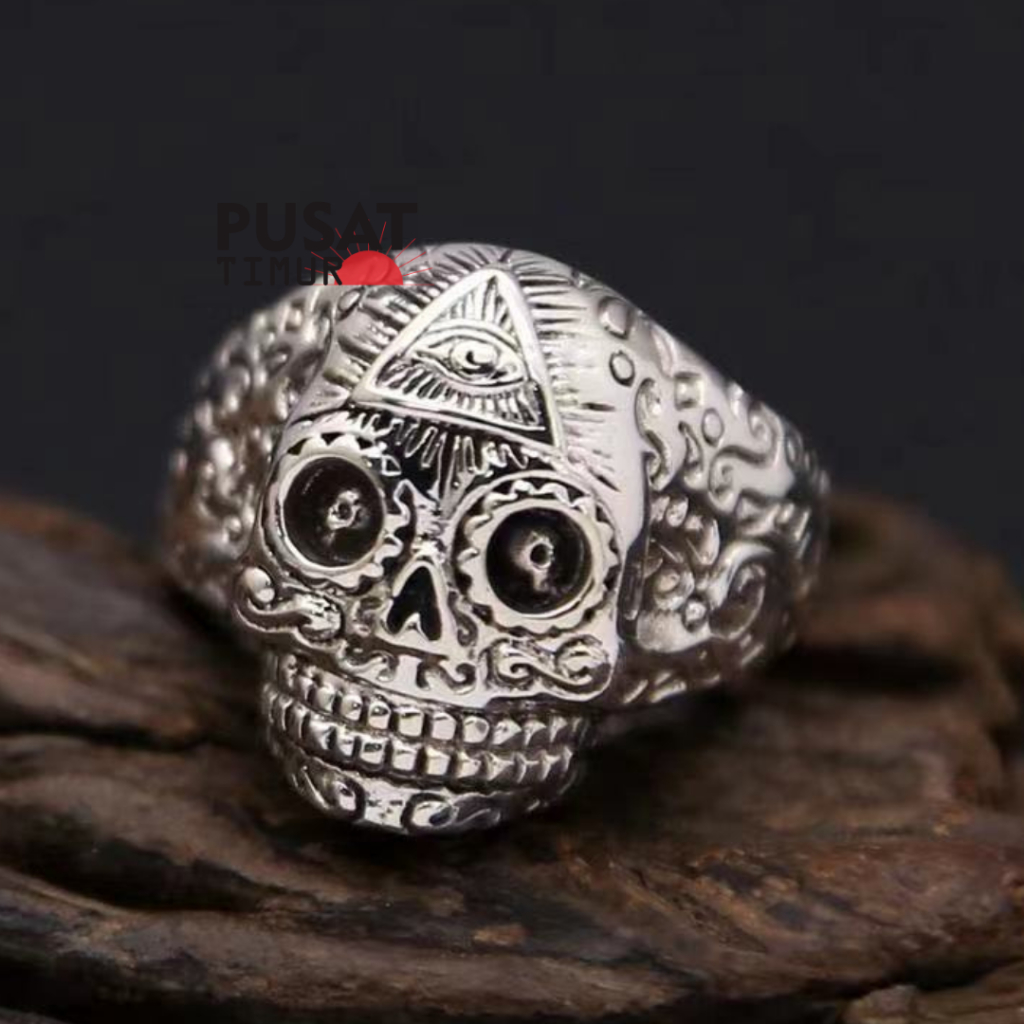 Cincin Tengkorak El Poco Model Terbaru Punk Retro Aksesoris Pria | PUSAT TIMUR