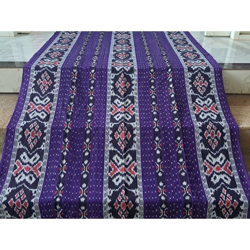 KAIN TENUN BLANKET TRADISIONAL TROSO JEPARA MOTIF ROTE WARNA UNGU & BIRU, KAIN TENUN ETNIK NUSANTARA