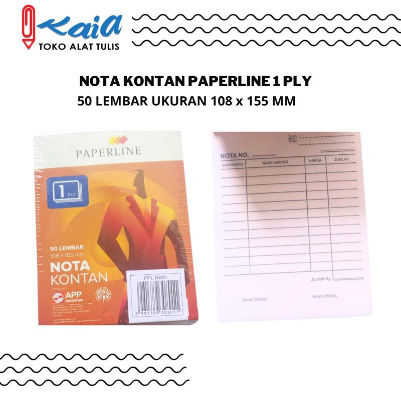 

NOTA KONTAN PAPERLINE 1 PLY NCR 50 LEMBAR