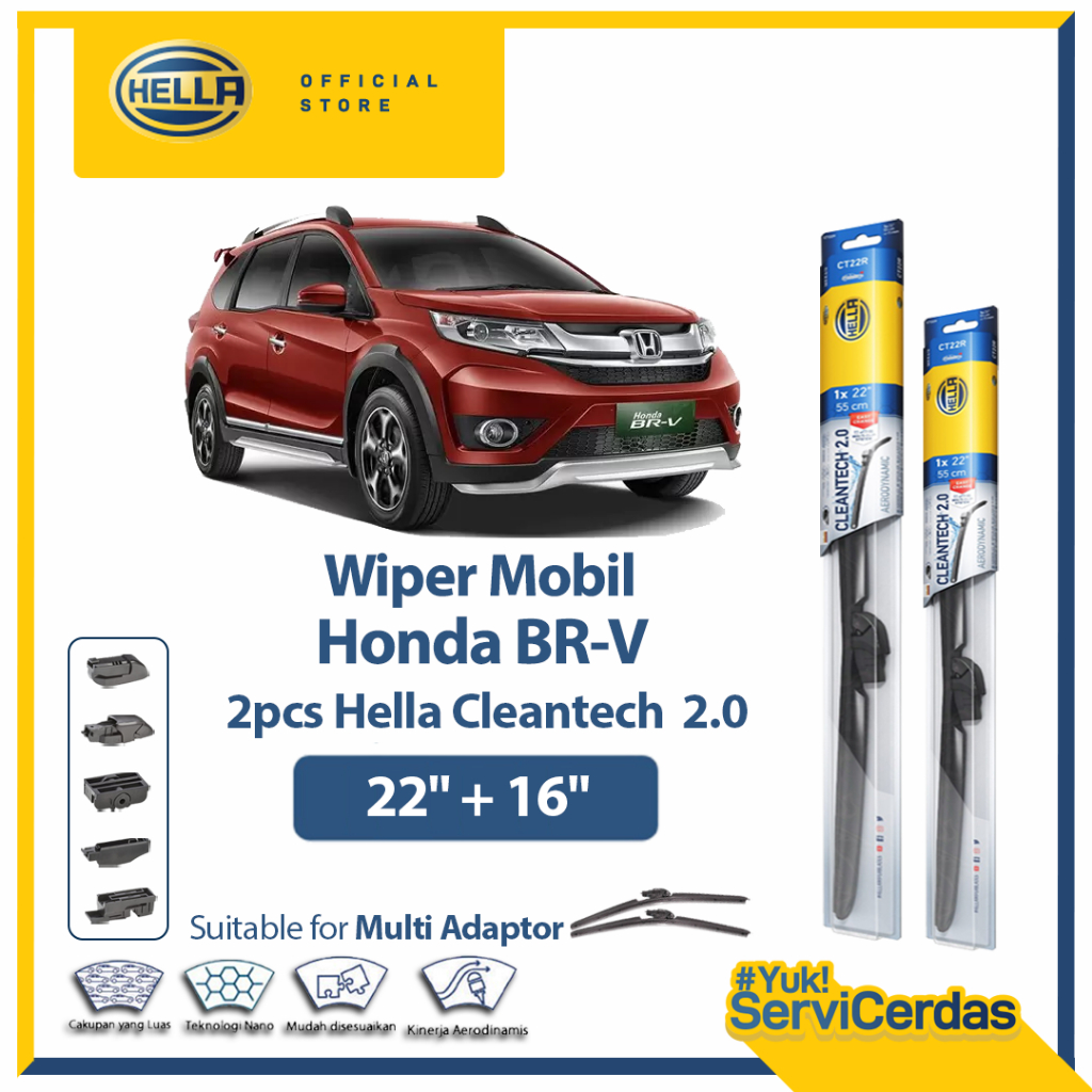 Wiper Mobil HONDA BRV 22" + 16" (2pcs) - HELLA Cleantech 2.0