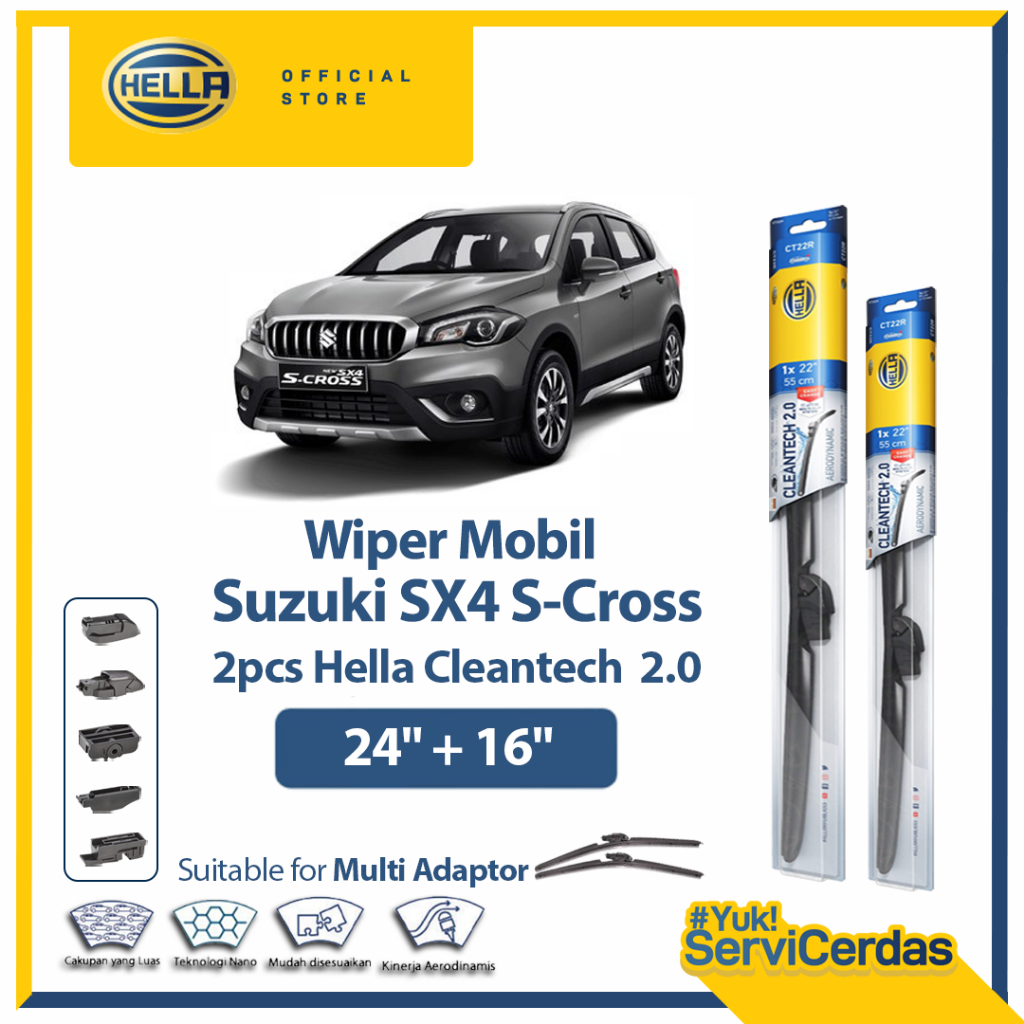 Wiper Mobil SUZUKI SX4 SXS-Cross 24” + 16” (2pcs) - HELLA Cleantech 2.0