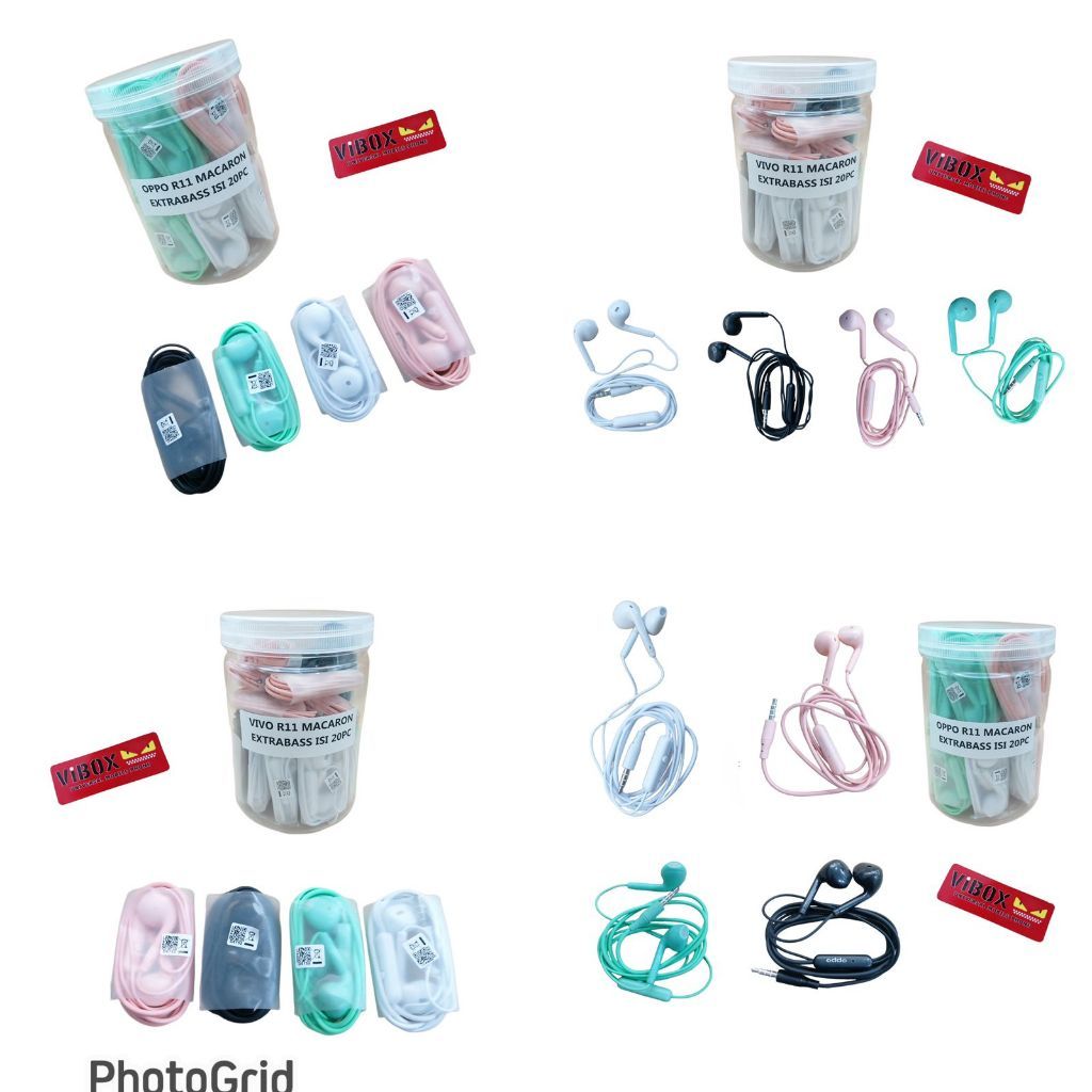 [isi 20pc] HF Toples R11 Macaron Super Extra Bass Handsfree Stereo Headset Original Universal Semua 
