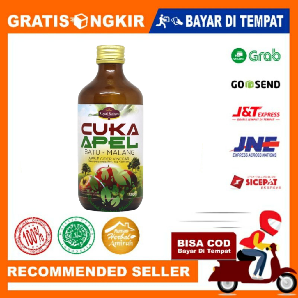 

Cuka Apel Apple Cider Vinegar Royal Sultan 320 ml BPOM Original Cuka Apel Batu Malang Bisa COD
