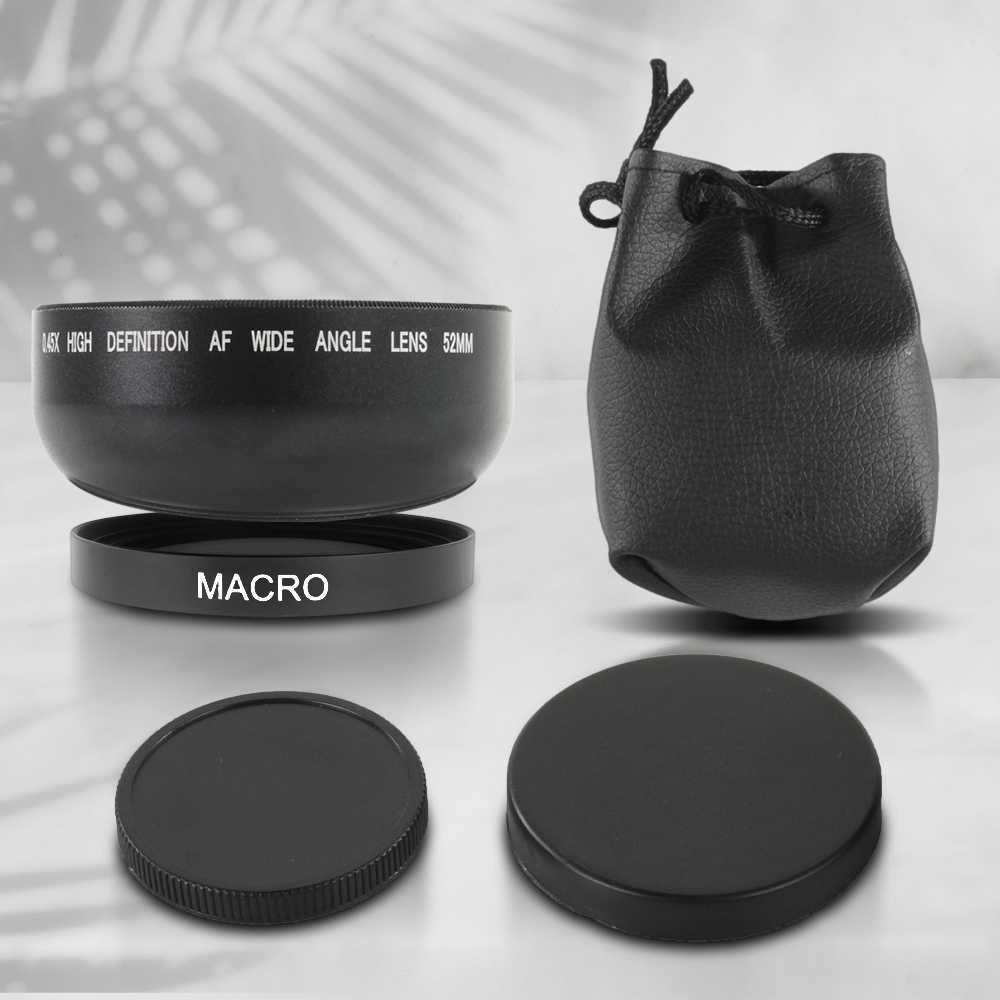 Lensa Wide Angle dan macro Kamera DSLR Canon Nikon Lens 0.45X 52mm
