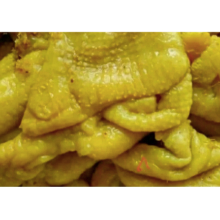 

Kulit ayam ungkep bumbu kuning siap goreng