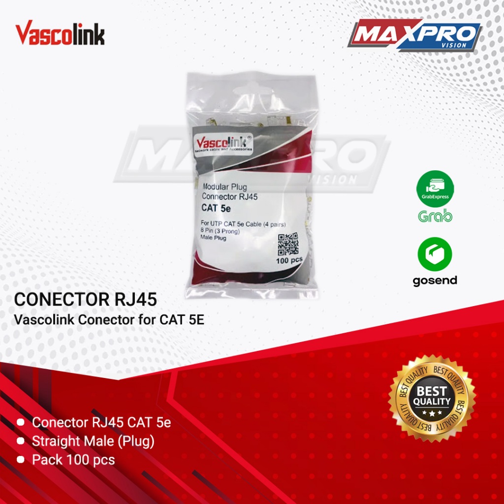 VASCOLINK CONNECTOR RJ45 - CONNECTOR RJ45 CAT5E PACK (100PCS)