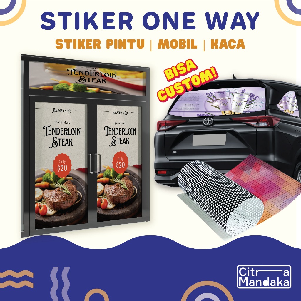 

Stiker One Way Vision Kaca Mobil Kantor Ruko