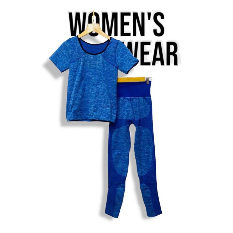 baju one set senam biru