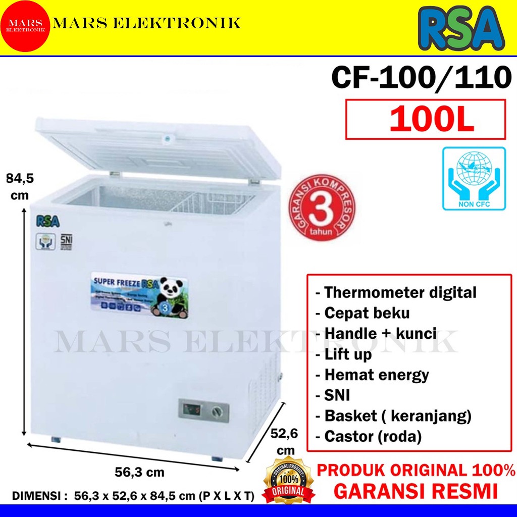 CHEST FREEZER  RSA CF-100B / CF-110B / 100L / CF 100 B /  CF 110 B / BOX PEMBEKU / FREE ONGKIR MEDAN