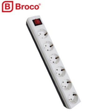 BROCO 15461 Non CP Stop Kontak 6 Lubang Switch Tanpa Kabel SNI