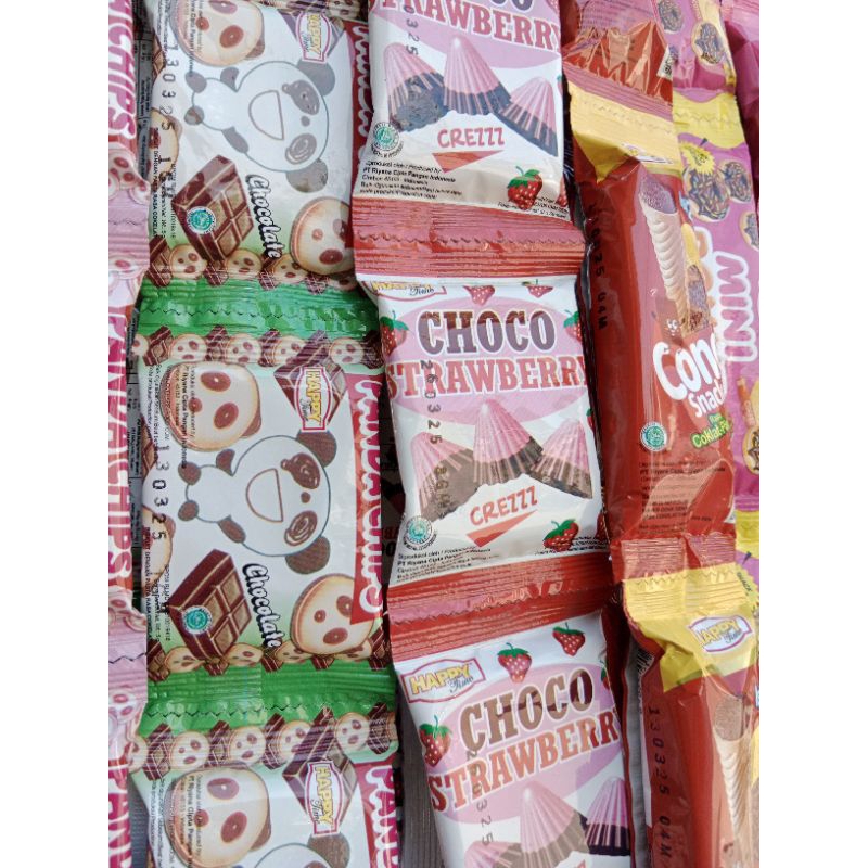 

HAPPY TIME COKELAT PANDA/STRAWBERRY PANDA/CONE SNACK/MINI DONAT ISI 10